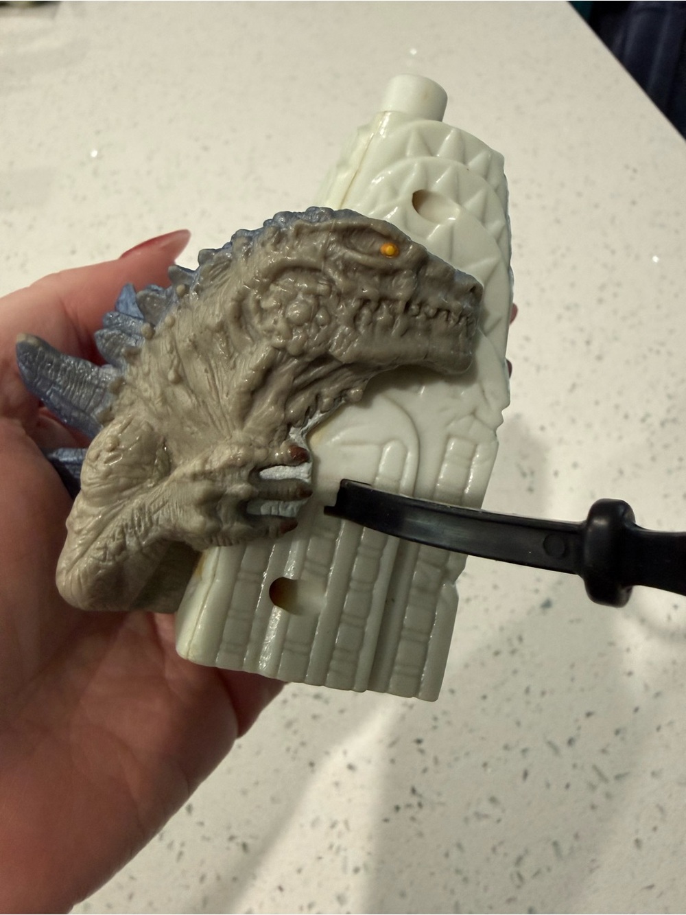 Vintage GODZILLA Figure Toy Tower (Helicopter Launcher) 1998 Taco Bell Applause - Picture 2 of 4